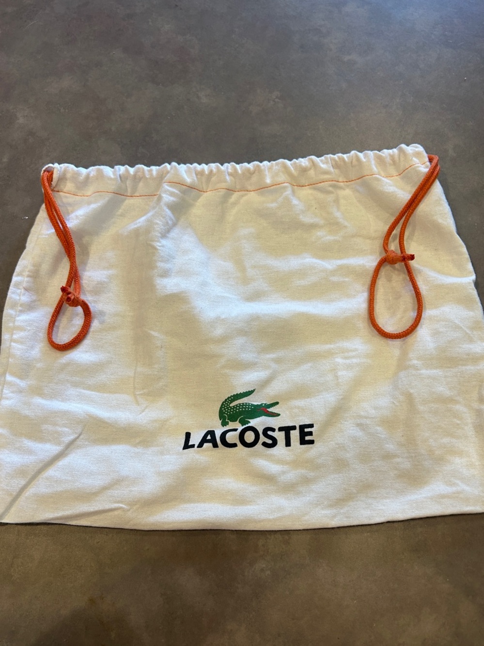 Lacoste White Mini Skirt with Orange Drawstring and Green Crocodile 15”x12”
